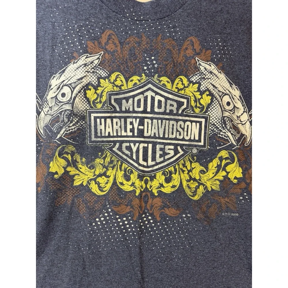 Harley-Davidson Motorcycles Eagle Graphic T-Shirt XL Gray Bravado 2009 Flint MI